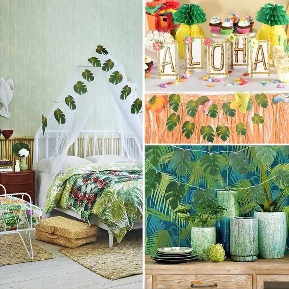 Monstera Leaf String Light Tropical Forest Boho Party Dorm Room Summer Lights - Picture 4 of 5